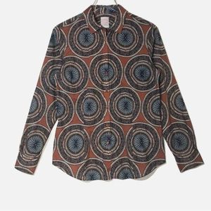 Brooks Brothers Tailored Fit Printed Button Down Shirt Size 10 Cotton Geometric